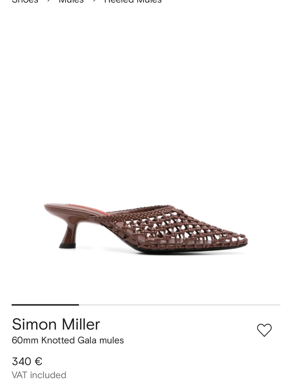 Simon Miller Chocolate Brown Knotted Gala Mules woven mules kitten heel